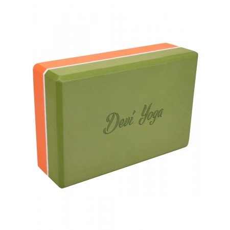 Блок для йоги "Devi Yoga", оранжево-зелёный
