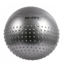 BRADEX. Мяч для фитнеса, полумассажный «ФИТБОЛ-65», серый.