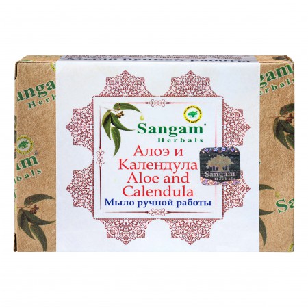 Sangam Herbals. Мыло ручной работы Алоэ и Календула, 100 г	