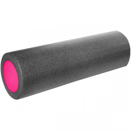 Ролик для йоги полнотелый 30х15 см (черный/розовый)