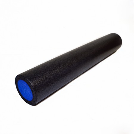 Ролик для йоги полнотелый (чёрный/синий) 90х15 см