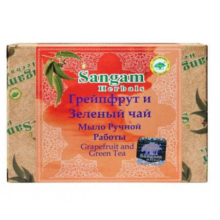 Sangam Herbals. Мыло ручной работы Грейпфрут и Зелёный чай, 100 г