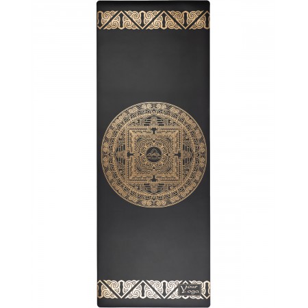 Коврик для йоги Your Yoga Non Slip 183х68х0.4 см, Tibet Mandala черный/золотой