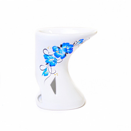 Аромалампа "Форум" белая с цветами сакуры, 13 см - 10 см- 6 см, керамика