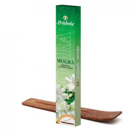 BestofIndia. Ароматические палочки Mogra Premium Incense Sticks, 20 шт. (подставка в подарок)