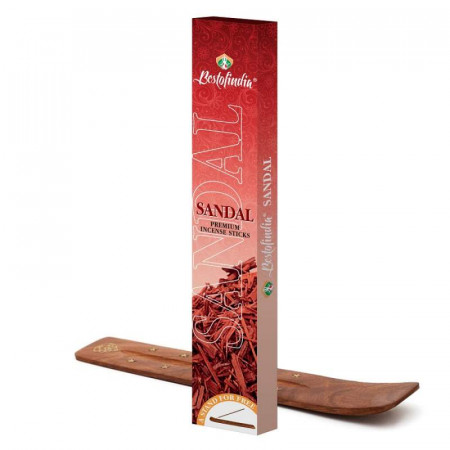 BestofIndia. Ароматические палочки Sandal Premium Incense Sticks, 20 шт. (подставка в подарок)