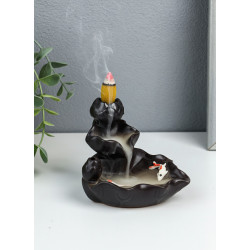 Подставка для благовоний «Горное озеро с рыбками», набор благовоний конусы, стелющийся дым, 4.5-3.8-6 см