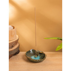 Подставка под благовония «Раковина с жемчужиной», 9-10.5-2 см, керамика, зелёная