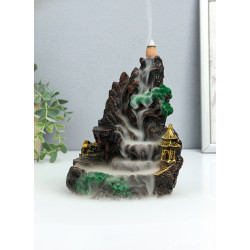 Подставка для благовоний &laquo;Храм в горах&raquo;, набор благовоний конусы, стелющийся дым, 18.5.18 см