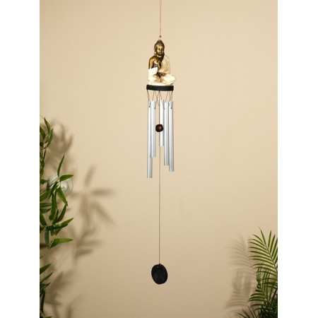 Музыка ветра «Будда», 8х8х70 см, дерево, полирезин, алюминий