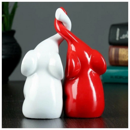 Набор фигурок &laquo;Пара слонов&raquo;, 2 шт., белый и красный, 9х12х16 см