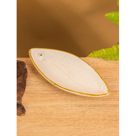 Подставка под благовония «Длинный лист», 17х7х1.5 см, керамика, белая