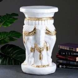 Фигура-подставка для мелочей «Три слона», консоль-столик, бело-золотая, 28х28х50 см