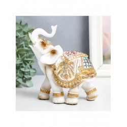 Фигурка полистоун «Белый слон в золотой богатой попоне», 6х11х13 см, МИКС