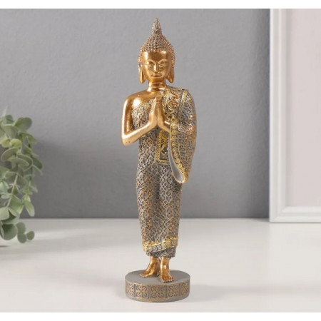 Фигурка полистоун «Будда - Анджали-мудра», золотой, 6х7х23.5 см