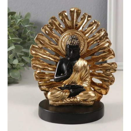 Фигурка полистоун &laquo;Будда. Пальмовый лист&raquo;, золото и чёрный, 14.5х9х17.5 см