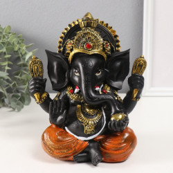 Фигурка полистоун «Ганеша чёрный, в оранжевых шароварах», 12х17.5х21 см