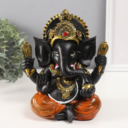 Фигурка полистоун &laquo;Ганеша чёрный, в оранжевых шароварах&raquo;, 12х17.5х21 см