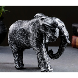 Фигурка полистоун «Слон африканский», серебро, 18х7х13 см
