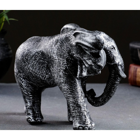 Фигурка полистоун &laquo;Слон африканский&raquo;, серебро, 18х7х13 см