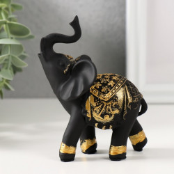 Фигурка полистоун «Чёрный слон в золотой богатой попоне», 8х5х10.5 см
