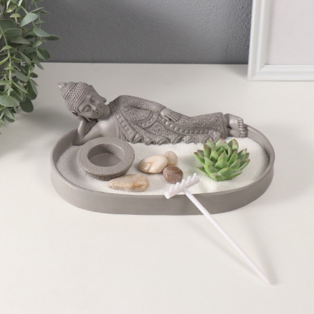 Японский сад камней настольный «Дзен. Статуя лежащего Будды», с набором аксессуаров, 25х15.5х8 см