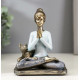 &laquo;Девушка в позе лотоса, с котом&raquo;, синий, 14х11х7.8 см