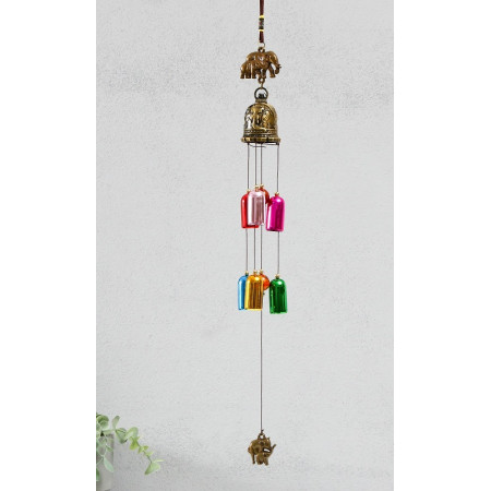 Музыка ветра &laquo;Слоны и 6 цветных колокольчиков&raquo;, металл, 55х5х4.2 см