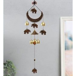Музыка ветра «Слоны и ожерелье», металл, 5 колокольчиков, 58 см