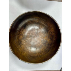  Чаша поющая, ручная ковка Etching, темная с мантрой 19.5х8 см. 1100 г