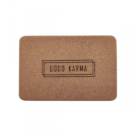 Блок для йоги Yoga Club пробковый 22.5x15x7.5 см, принт Good Karma