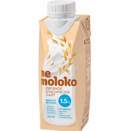Nemoloko. Напиток овсяный классический лайт обогащённый кальцием и витамином В2, 250 мл