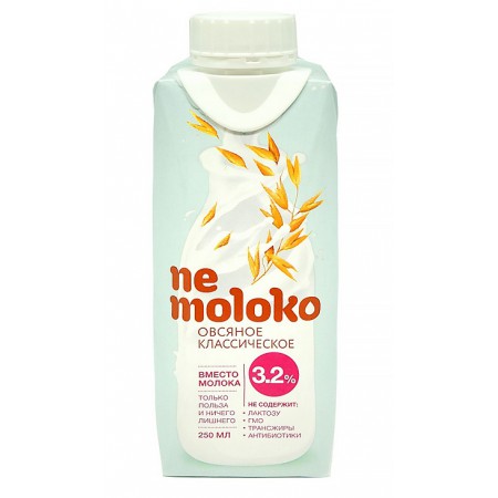 Nemoloko. Напиток овсяный классический обогащённый кальцием и витамином В2, 250 мл