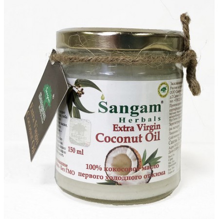 Sangam Herbals. Масло кокосовое Extra Virgin, стекло, 150 мл