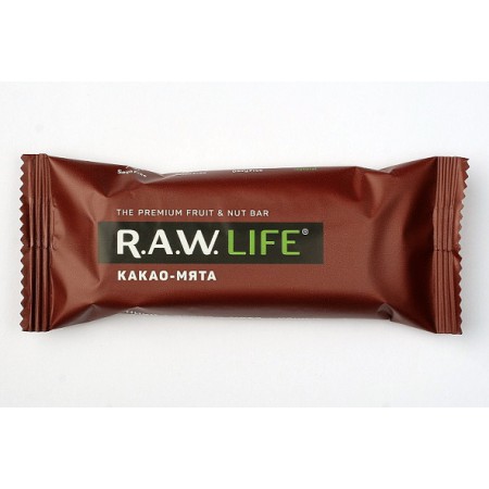 R.A.W. LIFE батончик орехово-фруктовый Какао - Мята, 47 г