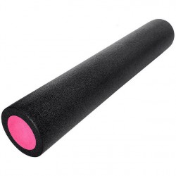 Ролик для йоги полнотелый (черно/розовый) 91х15 см.