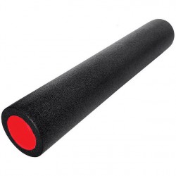 Ролик для йоги полнотелый (черно/красный) 91х15 см. 